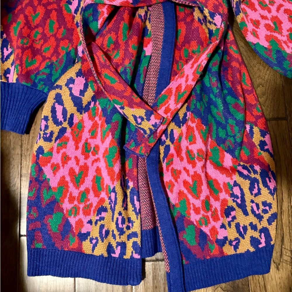 RARE !!! Colorful Leopard Print Cardigan - Picture 2 of 3